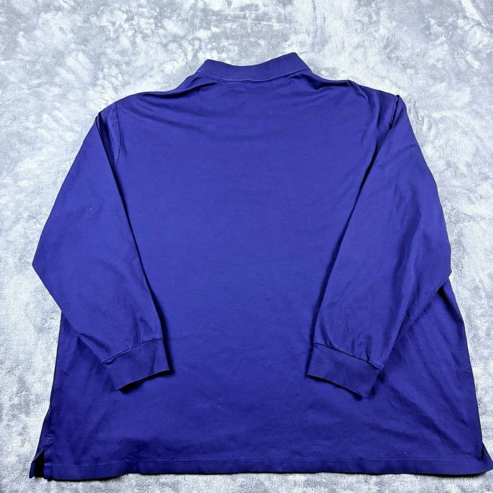 POLO Ralph Lauren Polo Shirt Men‎ 4XLT Big Tall Blue Long Sleeve Cotton Preppy